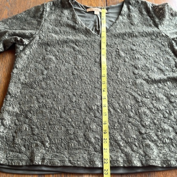 Motto Floral Lace Top Green Sheer Lined Three Quarter Sleeves Size XL - Picture 10 of 14